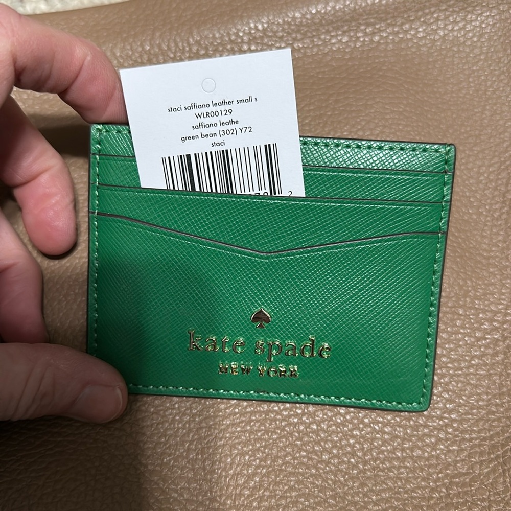 NWT Kate Spade ♠️ Staci Card Wallet Green Bean Leather